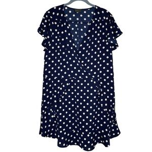 Armani Exchange AX Paris polka dot dress semi sheer navy blue white size us 10